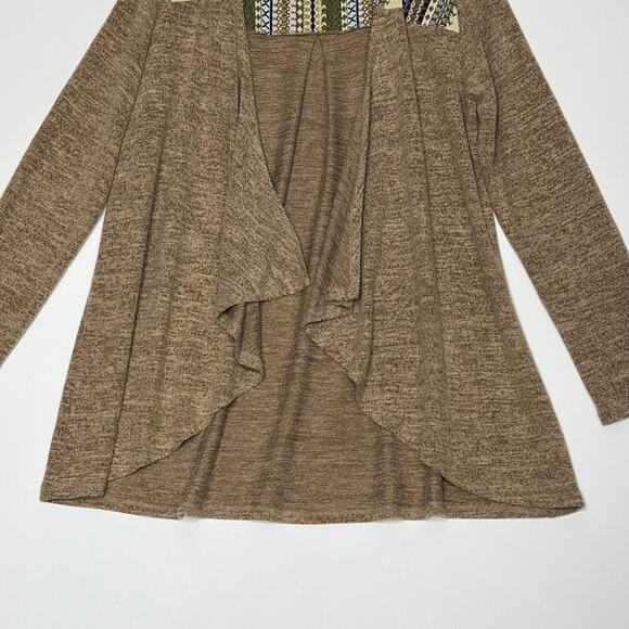 Skonhet Long Sleeve Open Front Cardigan Brown Woemns XL Embroidered Lightweight - Picture 4 of 10